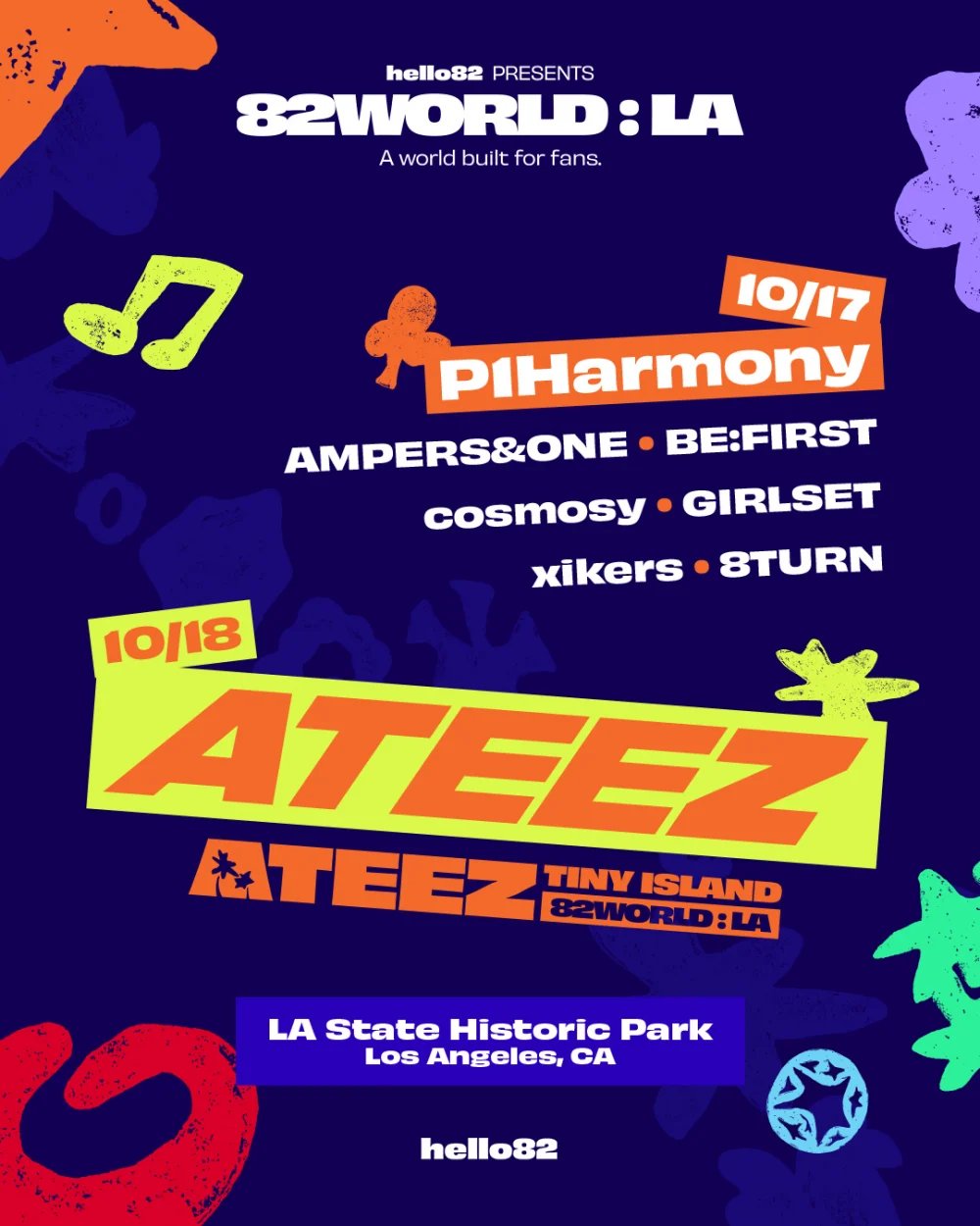 hello82 анонсирует 82WORLD: LA — двухдневный K-Pop фан-фестиваль с участием ATEEZ, P1Harmony, GIRLSET и других